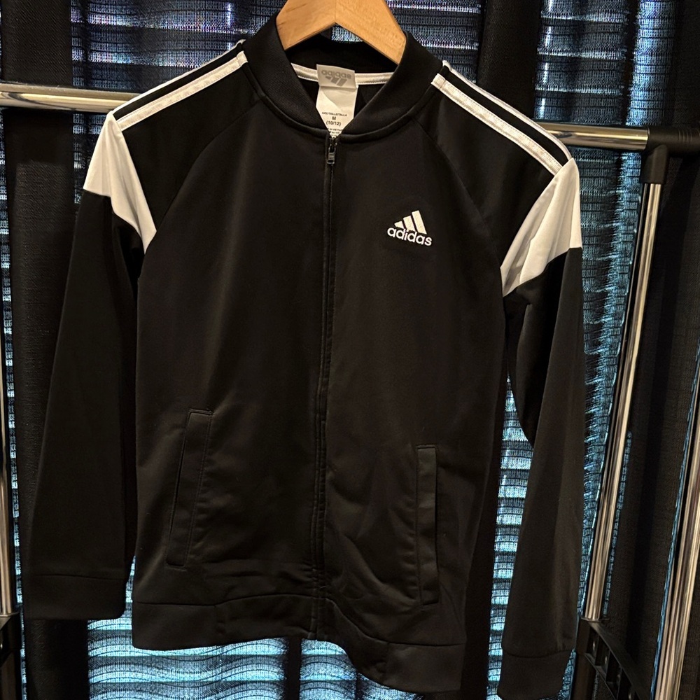 Adidas Kids Black Jacket with White Accents